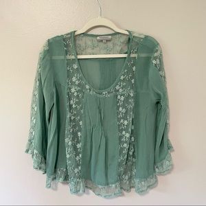 Boho Flowy small-turquoise lace world market top